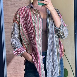 Anthropologie Pilcro Striped Multicolor Women's Button-Up Shirt